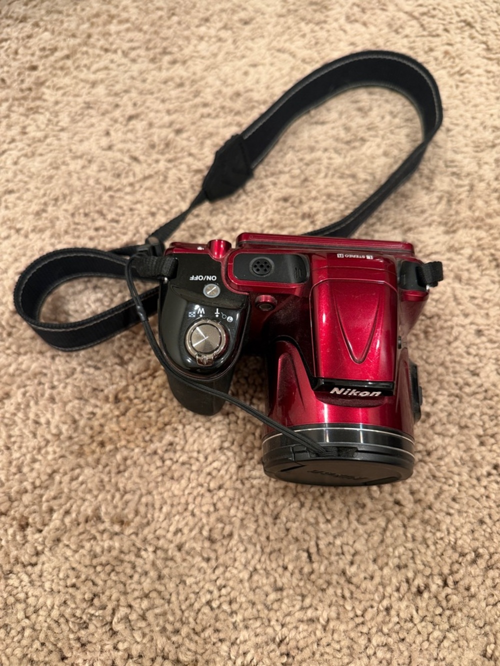 Nikon CoolPix L830 Metallic Red Compact Digital Camera with Black Strap